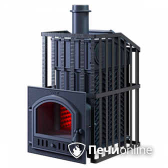 Дровяная банная печь Гефест ЗК Ураган-45 (М) дверца со стеклом сетка-каменка в Щербинке